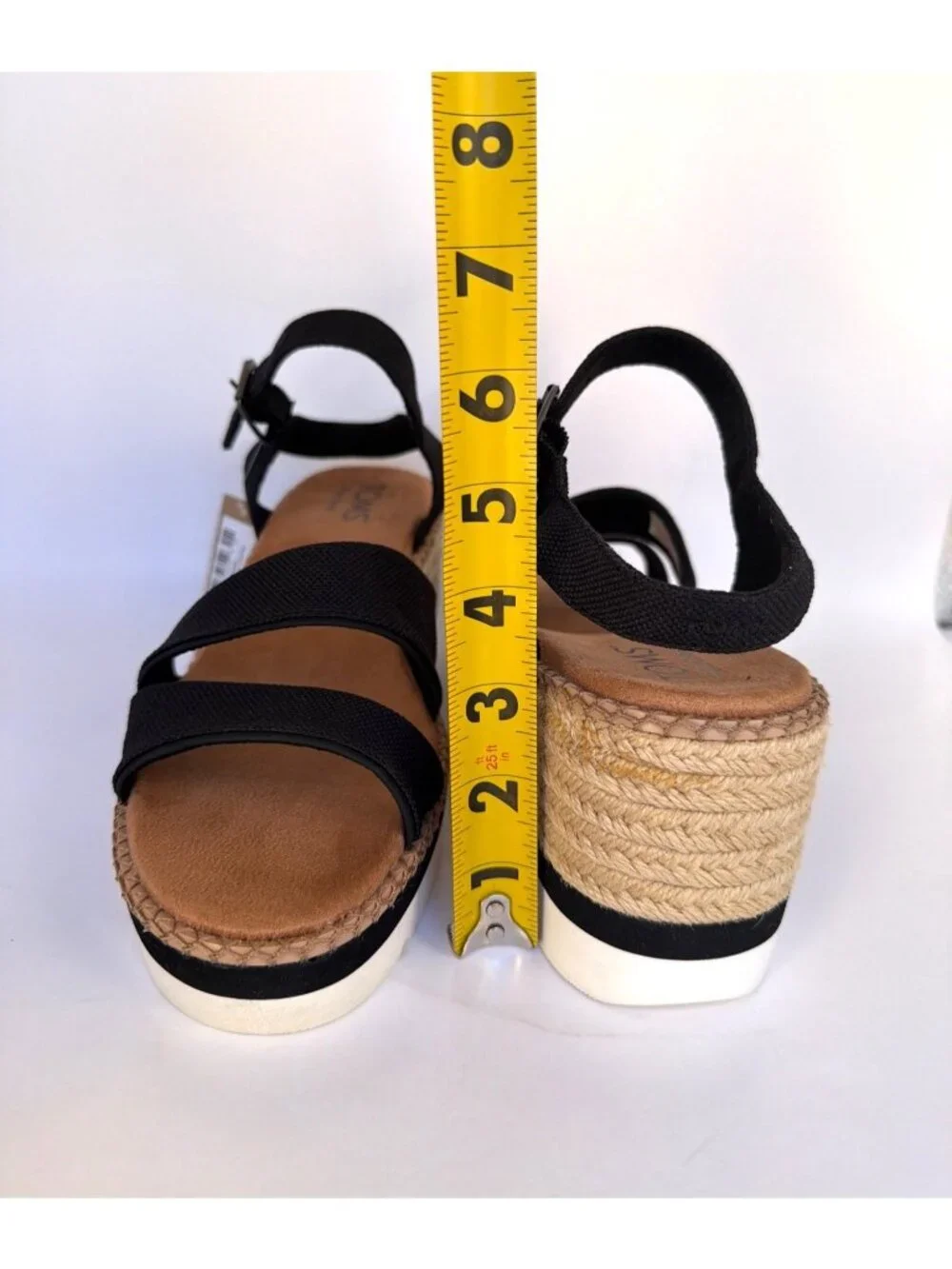 TOMS Darya Platforms Wedge Sandals Black Heavy Canvas Women Size 9